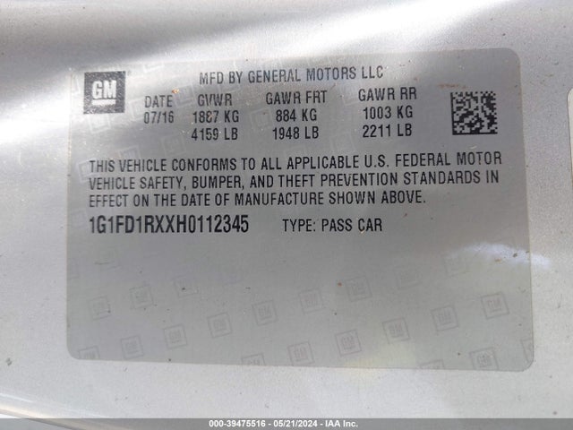 Chevrolet Camaro 2lt 2017 1G1FD1RXXH0112345 Image 9