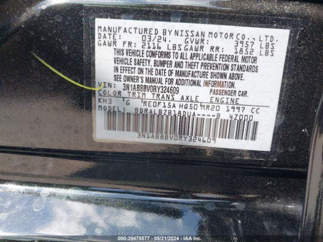 3N1AB8BV0RY324609 Nissan Sentra S Xtronic Cvt