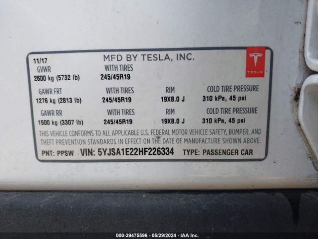 5YJSA1E22HF226334 Tesla Model S 100d/60d/75d/90d/p100d