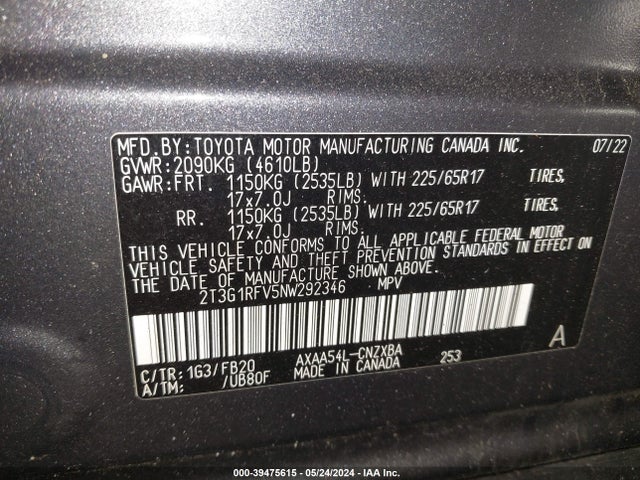 Toyota RAV4 LE 2022 2T3G1RFV5NW292346 Image 9