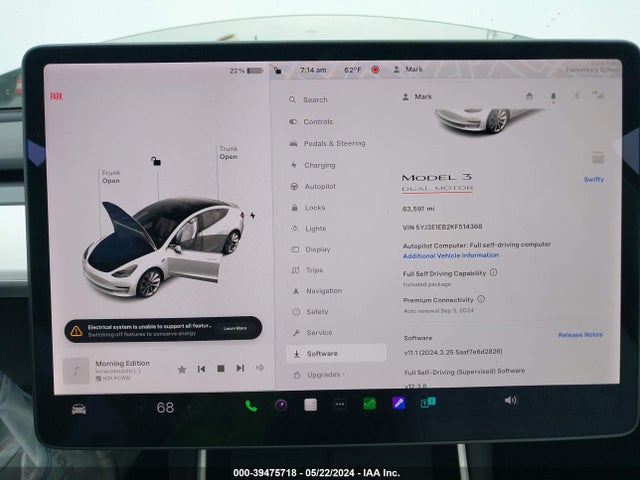 5YJ3E1EB2KF514368 Tesla Model 3 Long Range/performance