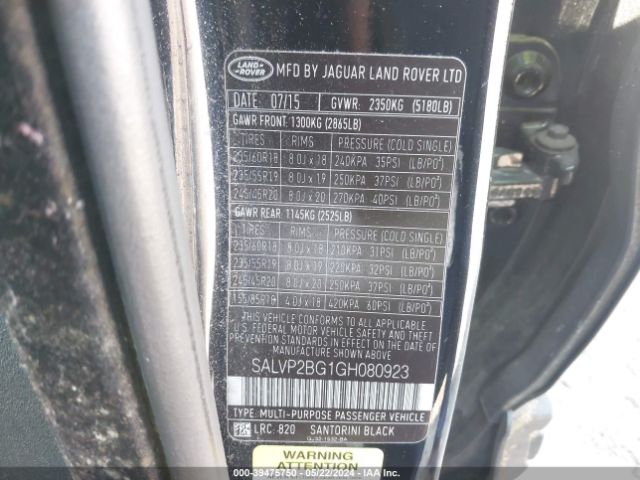 SALVP2BG1GH080923 Land Rover Range Rover Evoque Se/se Premium