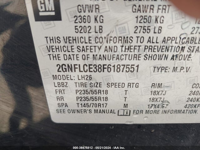 Chevrolet Equinox 2lt 2015 2GNFLCE38F6187551 Image 9