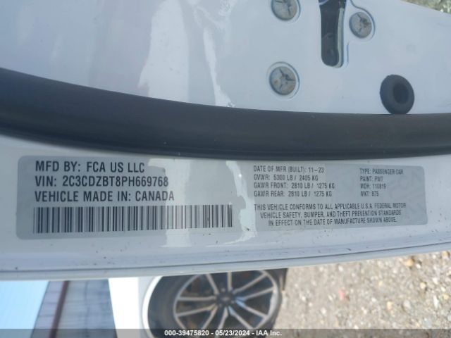 2C3CDZBT8PH669768 Dodge Challenger R/t