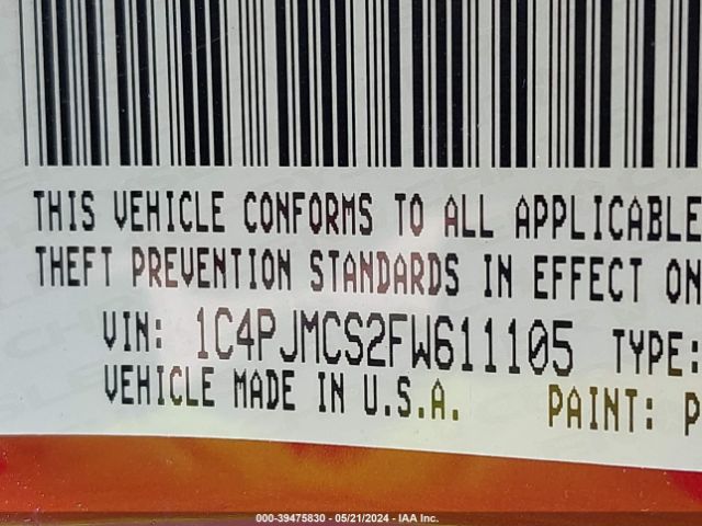 1C4PJMCS2FW611105 Jeep Cherokee Latitude