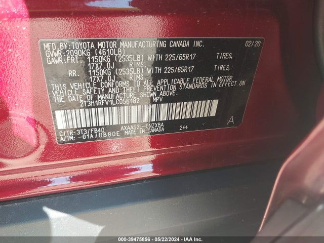 Toyota RAV4 LE 2020 2T3H1RFV1LC056182 Image 9