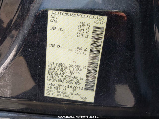 Nissan Altima 2.5 S 2014 1N4AL3AP4EN342012 Image 9
