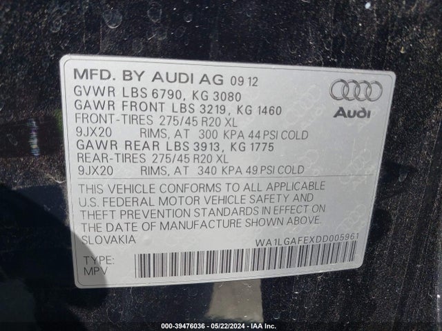 2013 AUDI Q7 WA1LGAFEXDD005961 Photo 8