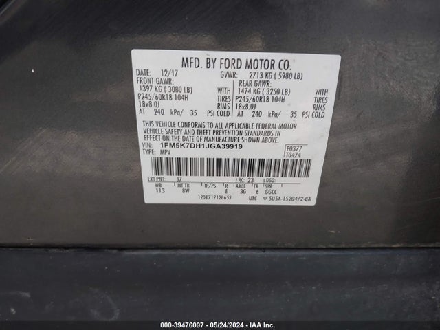 Ford EXPLORER XLT 2018 1FM5K7DH1JGA39919 Image 9