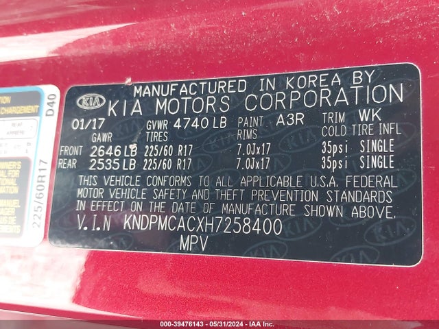 KIA Sportage Lx 2017 KNDPMCACXH7258400 Image 9