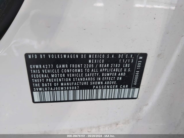 3VWL07AJ9EM389087 Volkswagen Jetta 1.8t Sel
