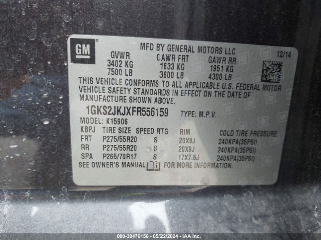 1GKS2JKJXFR556159 GMC Yukon Xl 1500 Denali