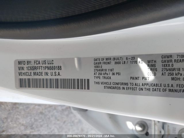 1C6SRFFT1PN669188 RAM 1500 Big Horn  4x4 5'7 Box