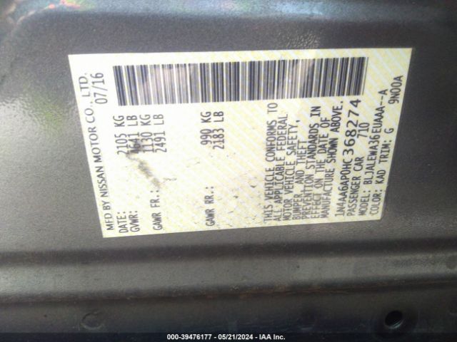 1N4AA6AP0HC368274 Nissan Maxima 3.5 Sl