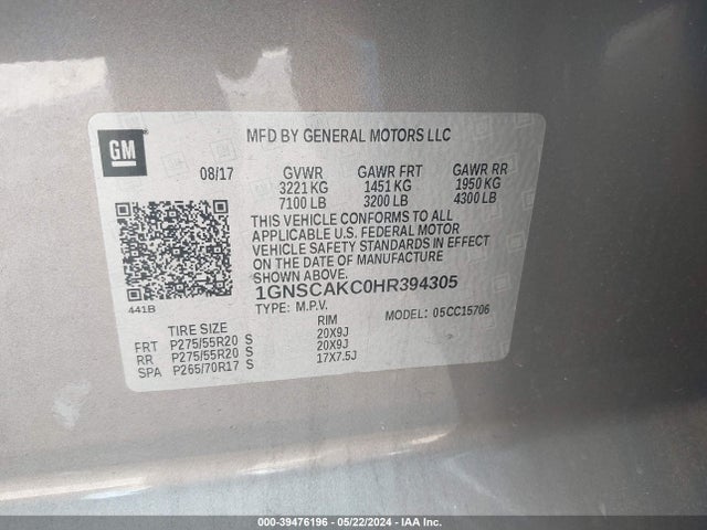 Chevrolet Tahoe Ls 2017 1GNSCAKC0HR394305 Image 9