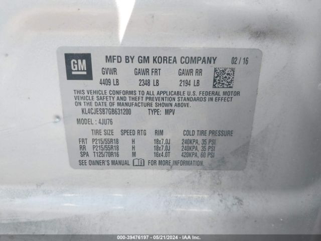 KL4CJESB7GB631200 Buick Encore
