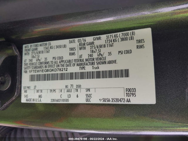 Ford F-150 Xlt 2016 1FTEW1EG8GKD78212 Image 9