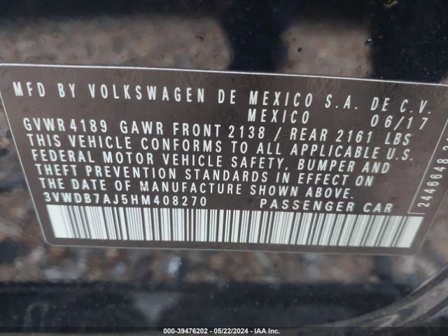 3VWDB7AJ5HM408270 Volkswagen Jetta 1.4t Se