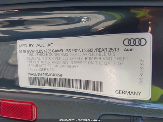 WAUENAF49KA040658 Audi A4 45 Premium