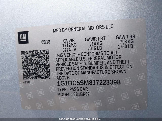 Chevrolet Cruze Ls Auto 2018 1G1BC5SM8J7223398 Image 9