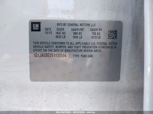 Chevrolet Sonic Ls Auto 2014 1G1JA6SG2E4130594 Image 9