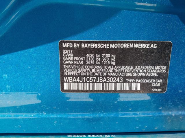 WBA4J1C57JBA30243 BMW 430i Gran Coupe