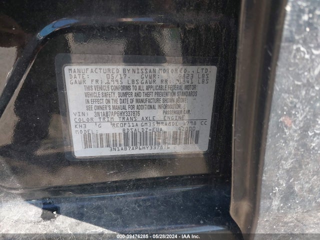 3N1AB7AP6HY337876 Nissan SENTRA SV