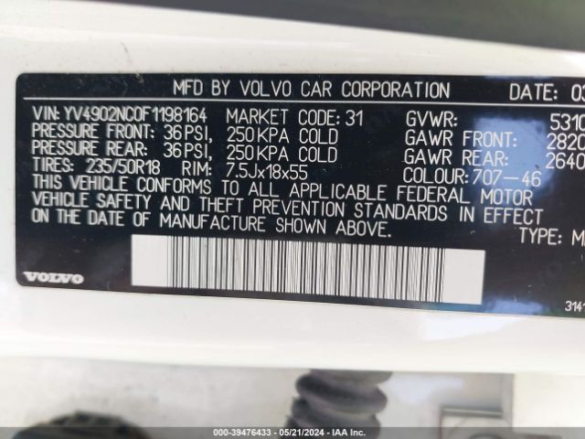 YV4902NC0F1198164 Volvo Xc70 T6 Premier Plus