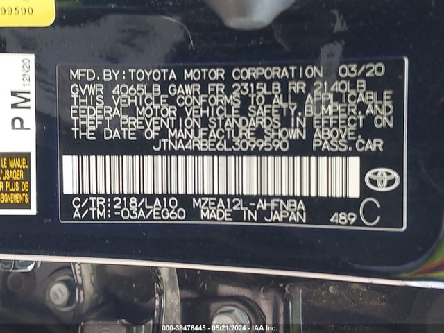 Toyota Corolla Xse 2020 JTNA4RBE6L3099590 Image 9