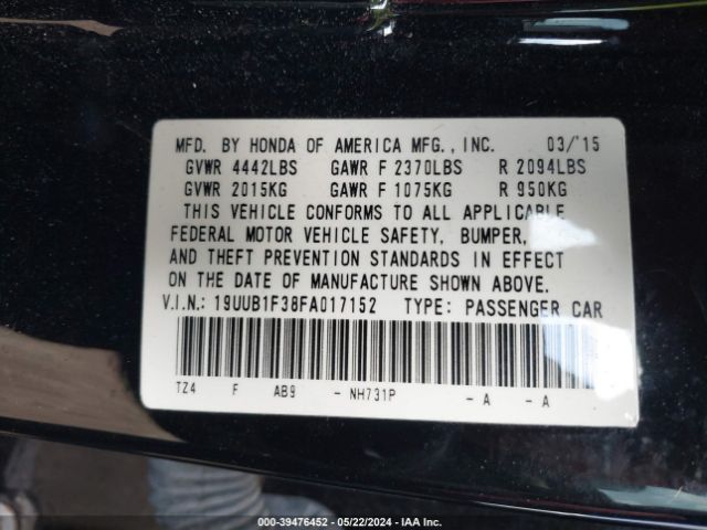 19UUB1F38FA017152 Acura TLX