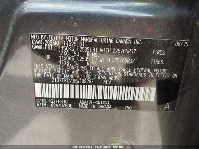 Toyota RAV4 LE 2015 2T3ZFREV3FW199287 Image 9