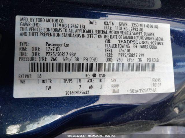 1FADP5CU0GL107962 Ford C-max Energi Sel