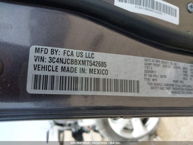 3C4NJCBBXMT542685 Jeep Compass Latitude Fwd