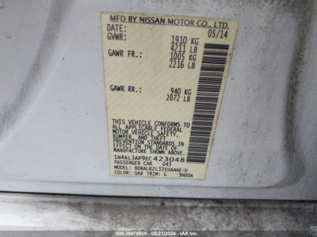 1N4AL3AP9EC423048 Nissan Altima 2.5 S