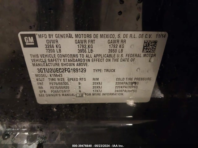 GMC Sierra 1500 Sle 2015 3GTU2UEC2FG189129 Image 9