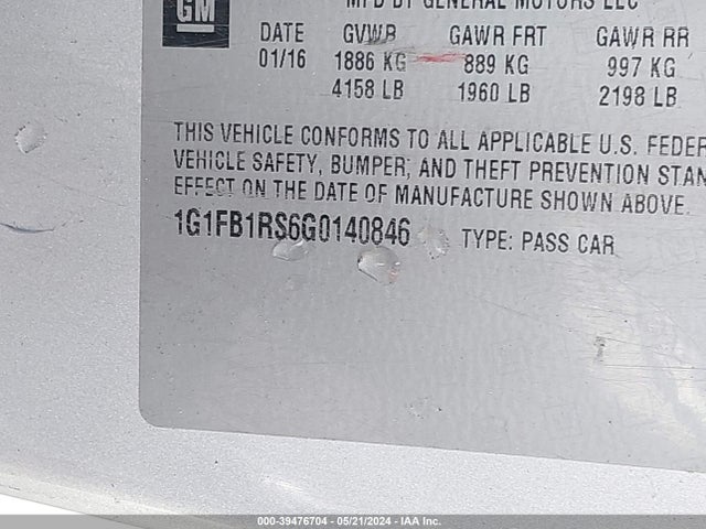 Chevrolet Camaro 1lt 2016 1G1FB1RS6G0140846 Image 9