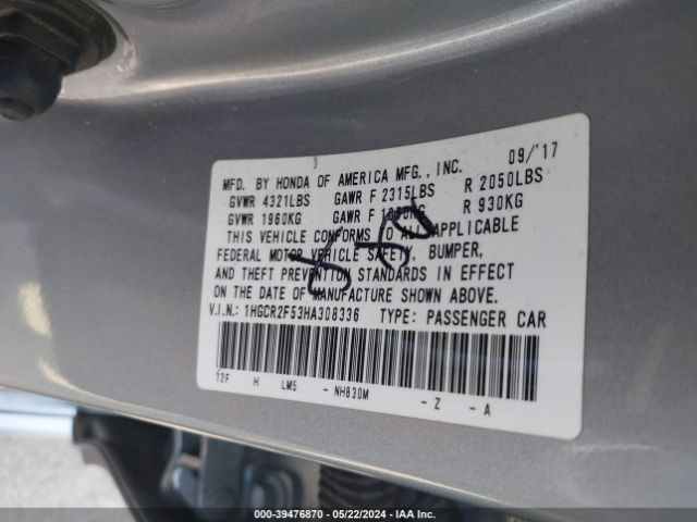 1HGCR2F53HA308336 Honda Accord Sport