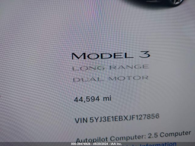 5YJ3E1EBXJF127856 Tesla Model 3 Long Range/performance