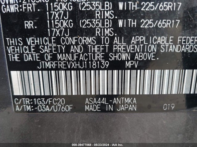 Toyota Rav4 Xle 2017 JTMRFREVXHJ118139 Image 9