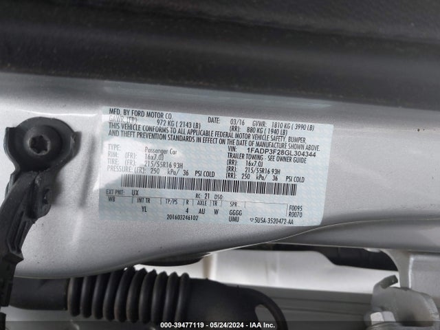 Ford FOCUS SE 2016 1FADP3F28GL304344 Image 9