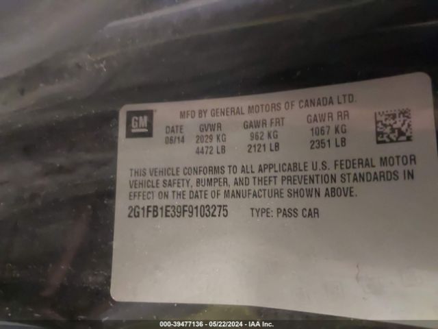 2G1FB1E39F9103275 Chevrolet Camaro 2ls