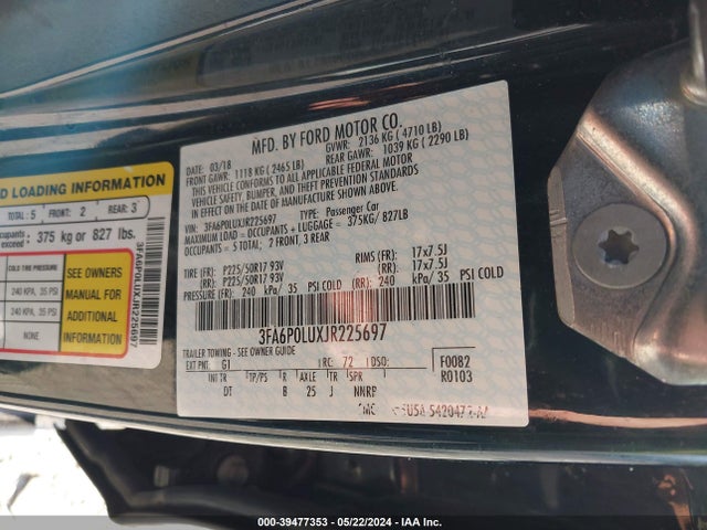 Ford Fusion Hybrid Se 2018 3FA6P0LUXJR225697 Image 9