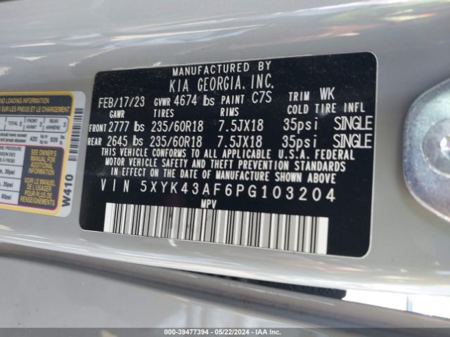 5XYK43AF6PG103204 KIA Sportage Sx