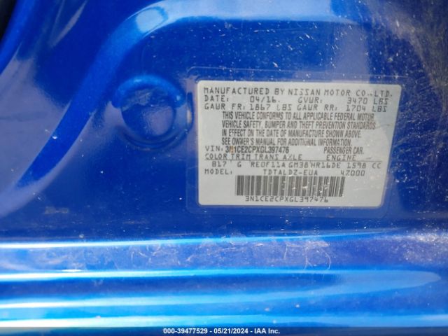 3N1CE2CPXGL397476 Nissan Versa Note S (sr)/s Plus/sl/sr/sv