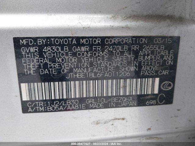 JTHBE1BL6FA011206 Lexus GS 350