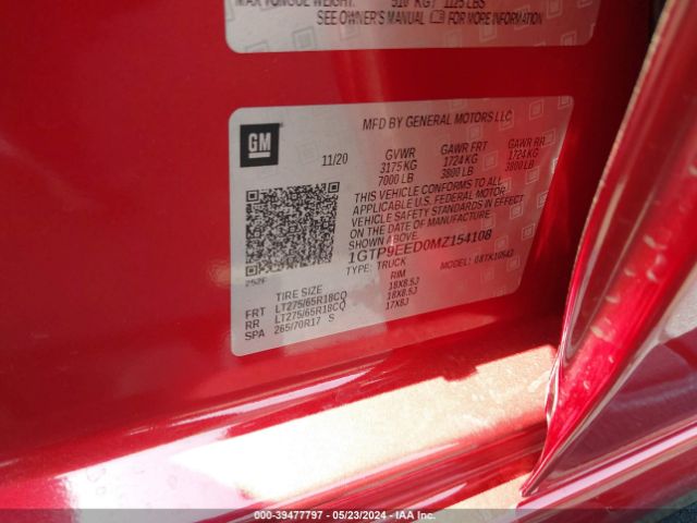 1GTP9EED0MZ154108 GMC Sierra 1500 4wd  Short Box At4