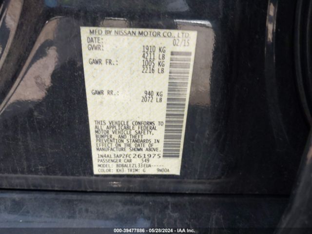 1N4AL3AP2FC261975 Nissan Altima 2.5/2.5 S/2.5 Sl/2.5 Sv
