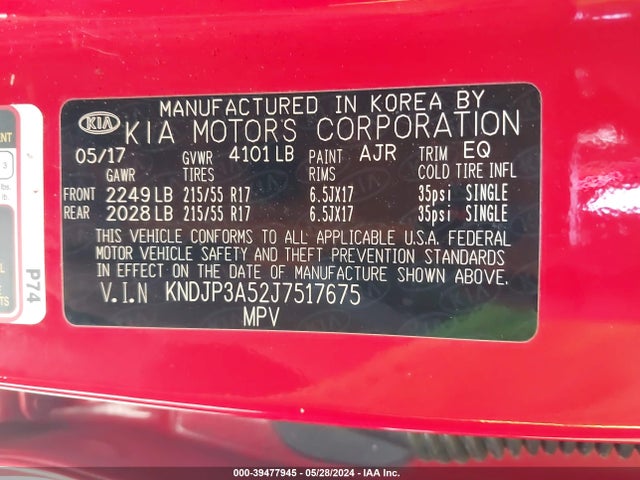 KIA SOUL + 2018 KNDJP3A52J7517675 Image 9