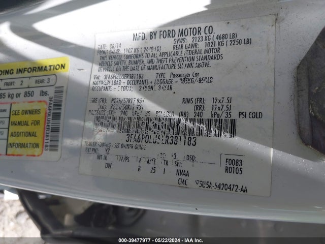Ford Fusion Hybrid Se 2014 3FA6P0LU5ER381183 Image 9