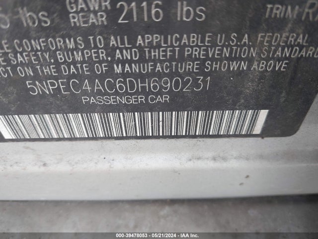 Aukcja sprzedaży 2013 Hyundai Sonata Limited, vin: 5NPEC4AC6DH690231, numer aukcji: 39478053